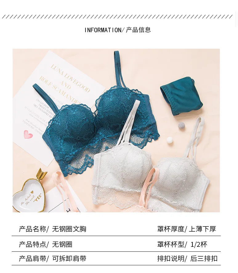 Ladies Underwear Suit Seamless underwear without steel bracket bra push up Massage palm cup Bra Set push up bra+set