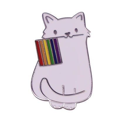 LGBTQ LGBT Gay Pride Rainbow Flag badge HS We're a little bit gay Moon Sounds Gay I'm In Love Wins Proudly Go Purride Cat Pin