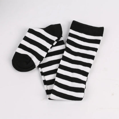 Womens Striped Thigh High Stockings Ladies Girls Black White pink Long Over Above Knee Socks femboy Cosplay Lolita Harajuku Y2k