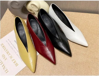 Sandals Luxury Brand Sexy Dress Shoes Elegant Chunky High Heeeled Pumps Sexy Pointed Toe Evening Shoes Women Shoes V Cut Shoes