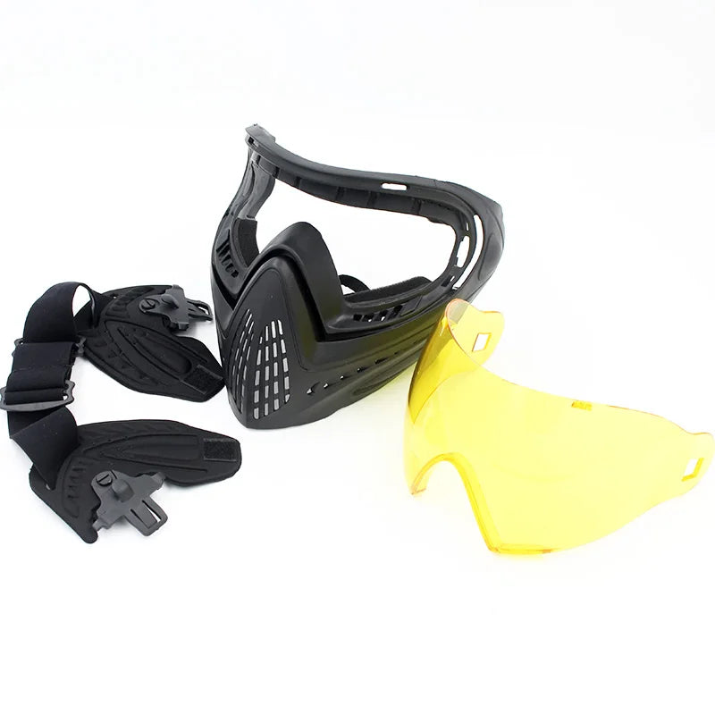 F1 Full Face Tactical Mask With Single Layer Paintball Safety Anti-fog Goggle Tactical Mask Tactical Airsoft Equipment F0022