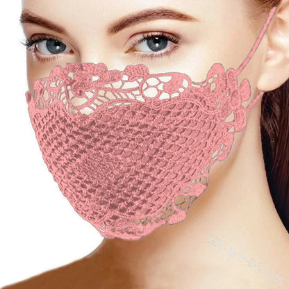 Face Mask Delicate Lace Applique And Face Protect Mouth Cover Beautiful Prints Facemask Dust-proof Masque Halloween Cosplay