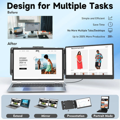 OEM S1 Dual Portable Laptop Screen Extender 14 Inch 1080P IPS FHD Portable Monitors  Dual Display for  Laptop Screen Extender
