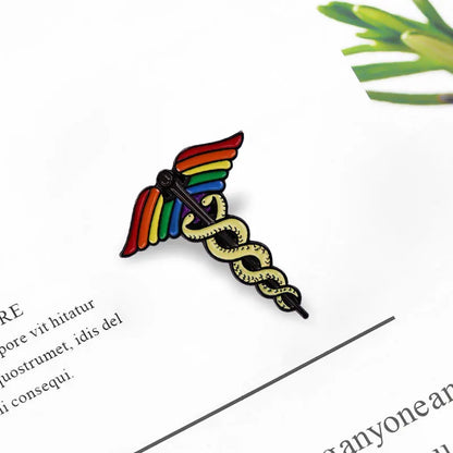 LGBT Pride Rainbow Wings Star of Life Brooch Badge First Responder Essential Pin