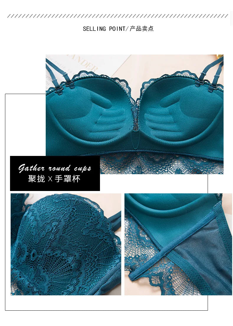 Ladies Underwear Suit Seamless underwear without steel bracket bra push up Massage palm cup Bra Set push up bra+set