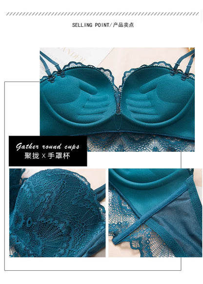 Ladies Underwear Suit Seamless underwear without steel bracket bra push up Massage palm cup Bra Set push up bra+set