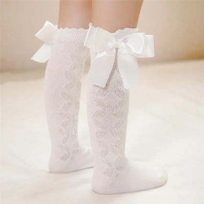 Winter Baby Girls Knee High Socks Kids Cotton Sock With Big Bow Soft Toddlers Princess Children Long Socken For 0-5 Years