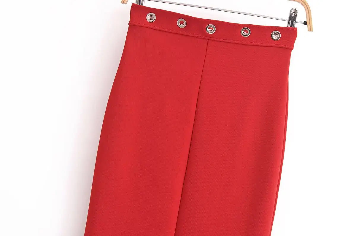 Women 2025 Spring New Chic Fashion Stretch Mid-Waist Midi Skirt Vintage Casual Female Long Skirts Mujer