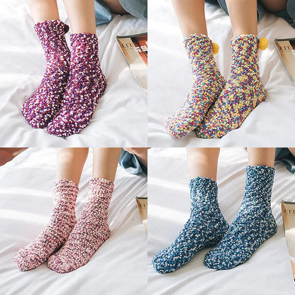 1 pair New fashion Harajuku fashion women Cake funny kawaii socks coral velvet cake floor socks chrysanthemum yarn sleep socks