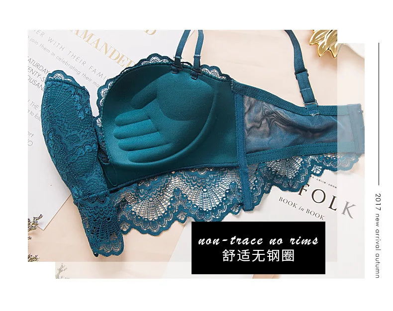 Ladies Underwear Suit Seamless underwear without steel bracket bra push up Massage palm cup Bra Set push up bra+set
