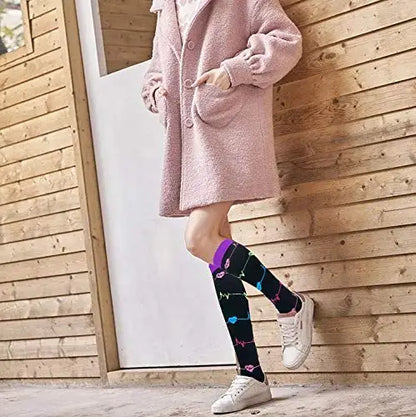 2Pairs New Cat Compression Socks Knee High 20-30 Mmhg Fit Medical Edema Diabetes Varicose Veins Running Compression Sports Socks