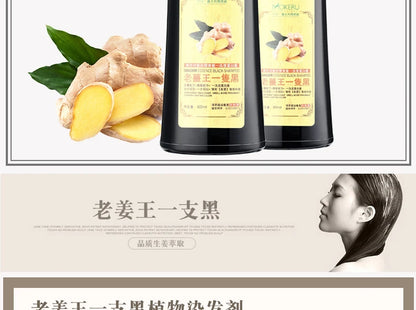 Mokeru 1pc  Ginger shampoo Herbal Non Allergic Natural Fast Blacking Gray Hair Dye Black Shampoo  For White  Coloring