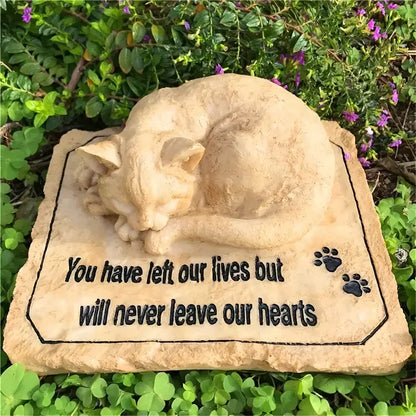 Resin Cat Memorial Stone Hand-painted Heartfelt Quote & Pet Remembrance Artistry Garden Decorative Outdoor Tribute Ornaments