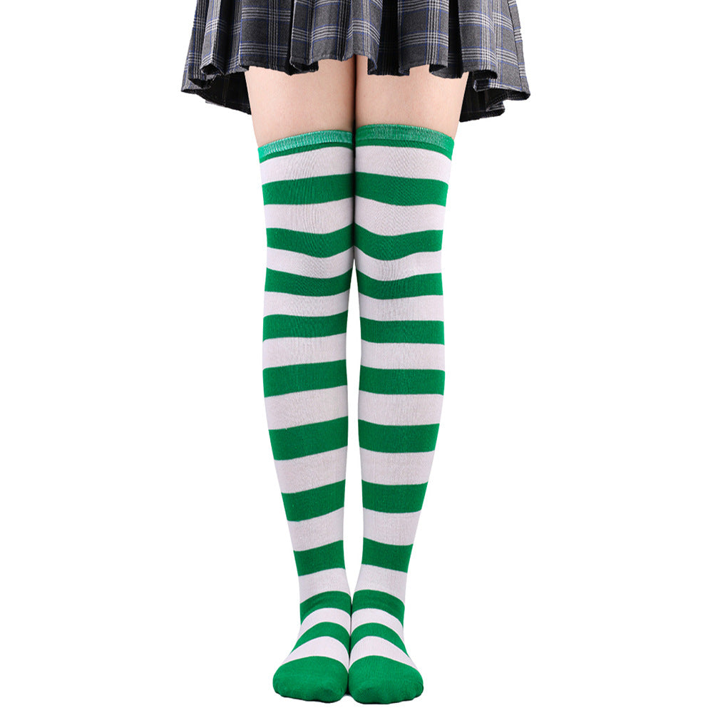 Womens Striped Thigh High Stockings Ladies Girls Black White pink Long Over Above Knee Socks femboy Cosplay Lolita Harajuku Y2k