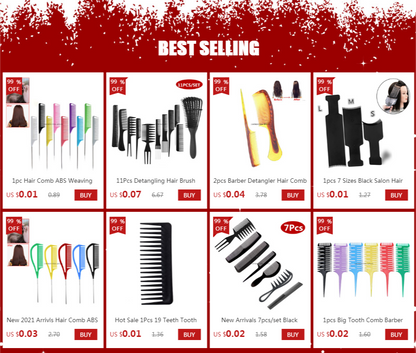12/18PCS Professional Hair Brush Comb for Salon Barber Hairdressing Styling Tools - New Hairbrush Hair Care with Free Gift