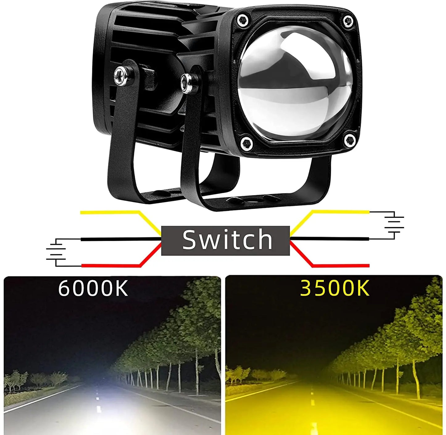 ANMINGPU 6000k/3000k LED Work Light Bar 12V 24V White Yellow Offroad Divring Fog Lights for Car Truck Atv 4x4 LED Headlights
