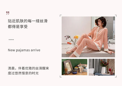 Lisacmvpnel 2021 Autumn New Comfortable Print Fashion Women Pyjamas Home Suit Thin Long Sleeve Set Pajamas