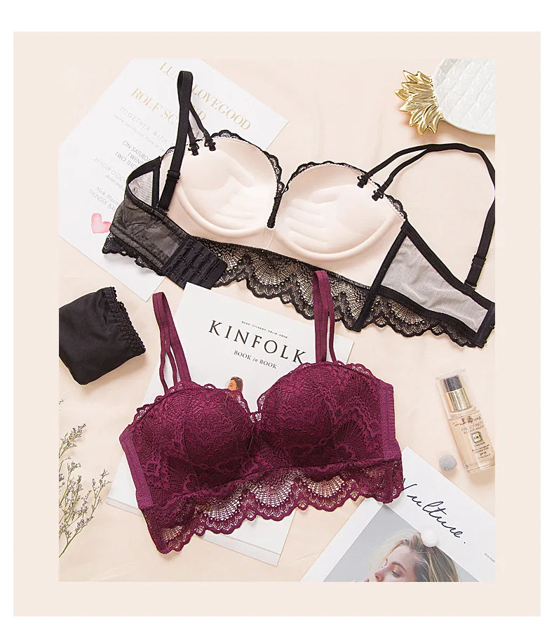 Ladies Underwear Suit Seamless underwear without steel bracket bra push up Massage palm cup Bra Set push up bra+set