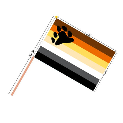 Aerxrbrae Custom Hand Flag 100Pcs 14*21Cm Plastic Stick Rainbow Gay Lesbian Homosexual Bisexual Pride Banner