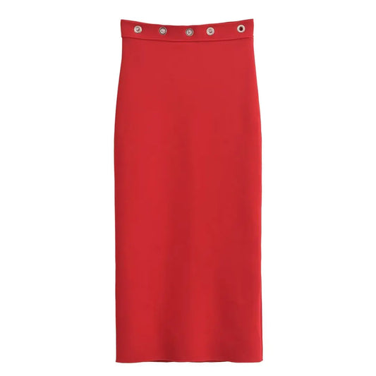 Women 2025 Spring New Chic Fashion Stretch Mid-Waist Midi Skirt Vintage Casual Female Long Skirts Mujer
