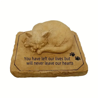 Resin Cat Memorial Stone Hand-painted Heartfelt Quote & Pet Remembrance Artistry Garden Decorative Outdoor Tribute Ornaments