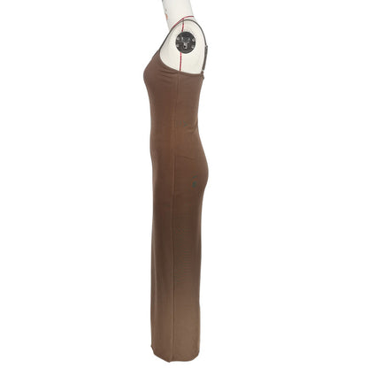 Source Factory Amazon Summer New Women's Dress European and American Solid Color Dress Comfortable Casual Sling dress