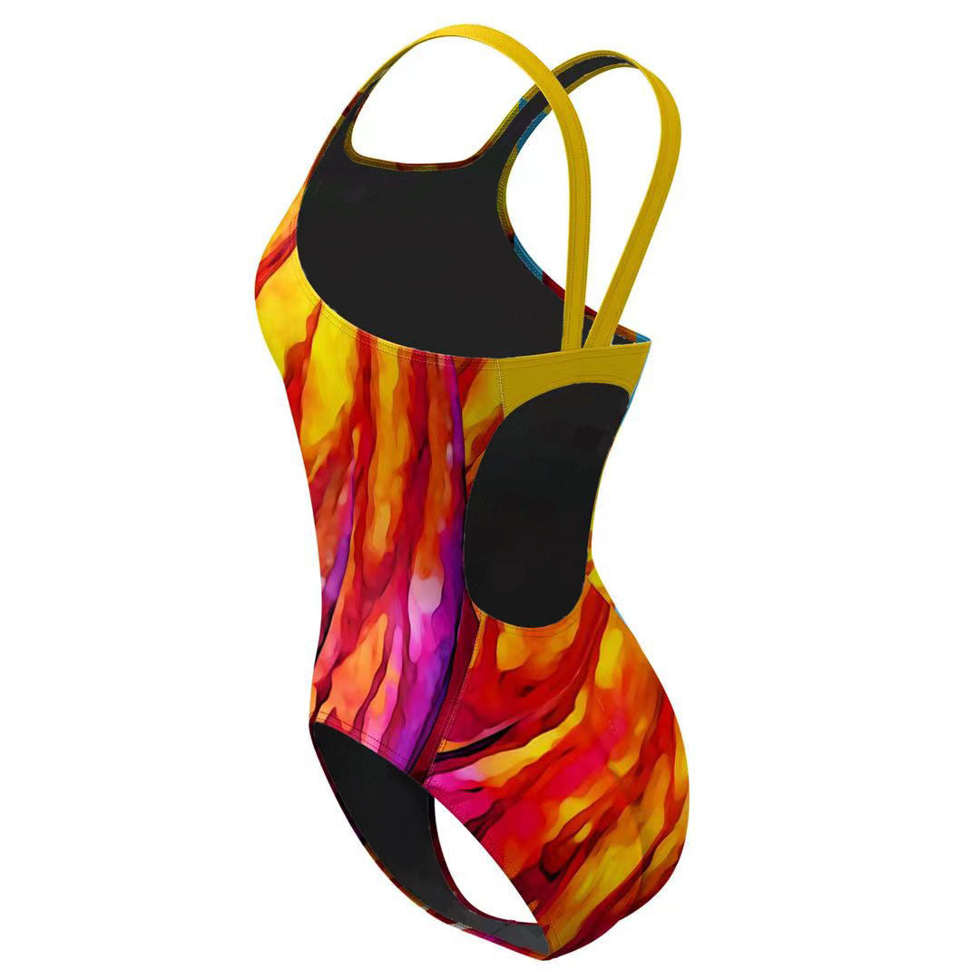 2025 new European and American one-piece bikini cross-border digital printed swimsuit AliExpress tight racing swimsuit for women