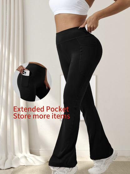 European and American Cross-Border High Waist, Hip Lift, Pockets, Sports, Slim Fit, Fitness, Wide Leg Pants