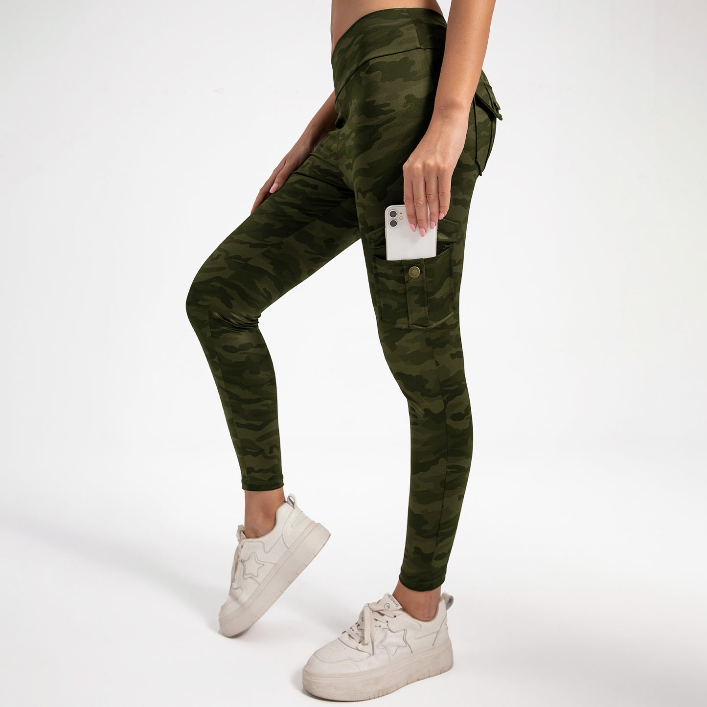 Europe and the United States cross-border tight breathable yoga camouflage multi-pocket high waist hip slimming no embarrassment line leggings