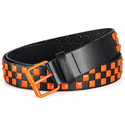 1Pc Fashionable Unisex Rivet Belt Punk HipHop Rock Y2K Style Dopamine Color Handsome Street Casual Daily Wear Belt,For Men Women