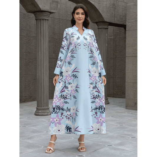 Sw0829 Cross-Border Women's Printed Robe European and American Amazon Foreign Trade Jalabiya Dress