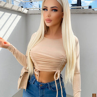 2025 Cross-border Autumn and Winter Basic Bottoming Women's Wear European and American Simple High Neck Long Sleeve Slim-fit bodysuit