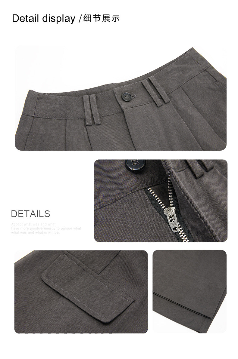 Sanding Thickened Flangable Wide Leg Pants Women's Autumn and Winter Washed Cotton Casual Pants Loose Lazy Slimming Wide Leg Pants