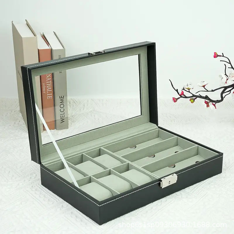 Ready-Made Watch and Glasses Boxes, High-End Leather Jewelry Boxes, Jewelry Boxes, Watch Storage Boxes, Watch Wholesale Factory