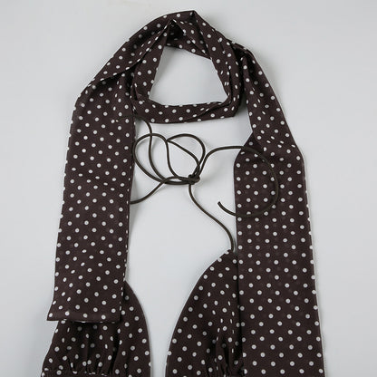 2024 Winter New French Style Elegant Strap Deep V Open Chest Lace Large Open Back Contrast Color Dot Design Small Sling