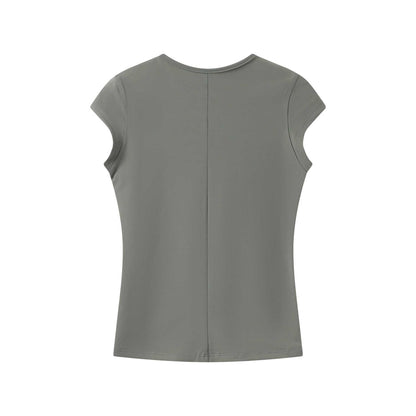 Spot Tankair Sexy Skin-Friendly Nude Elastic Tight Fitness Right Shoulder Small Flying Sleeve T-Shirt Sports Quick-Drying Top