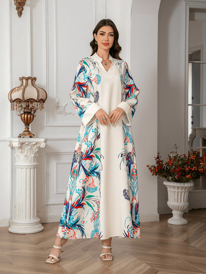 Sw0814 Cross-Border Women's Clothing Long Robe European and American Women's Long Dress Abayas Cross-Border Women's Clothing