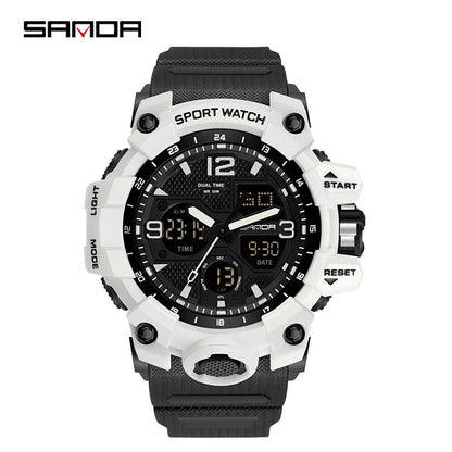 Sanda Hot-Selling Watch Korean Version Student Party Multi-Functional Waterproof Alarm Clock Electronic Watch Cool Dual Display Luminous Sports Watch