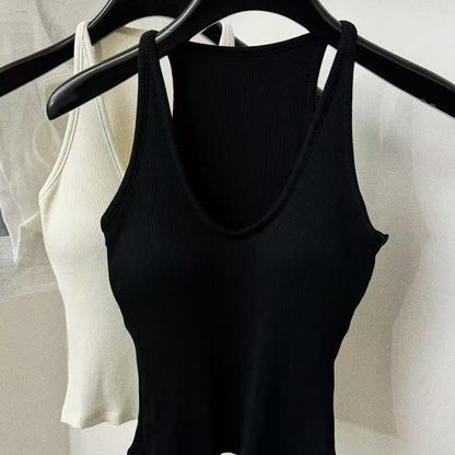 Breast Cover Beautiful Comes with Chest Pad Camisole Women's 2024 New Style Inner Wear Beautiful Back Slim-fit Slim-fit Neck Top