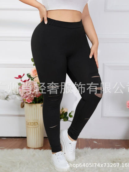 Cross-border Europe and the United States solid color hole tight leggings