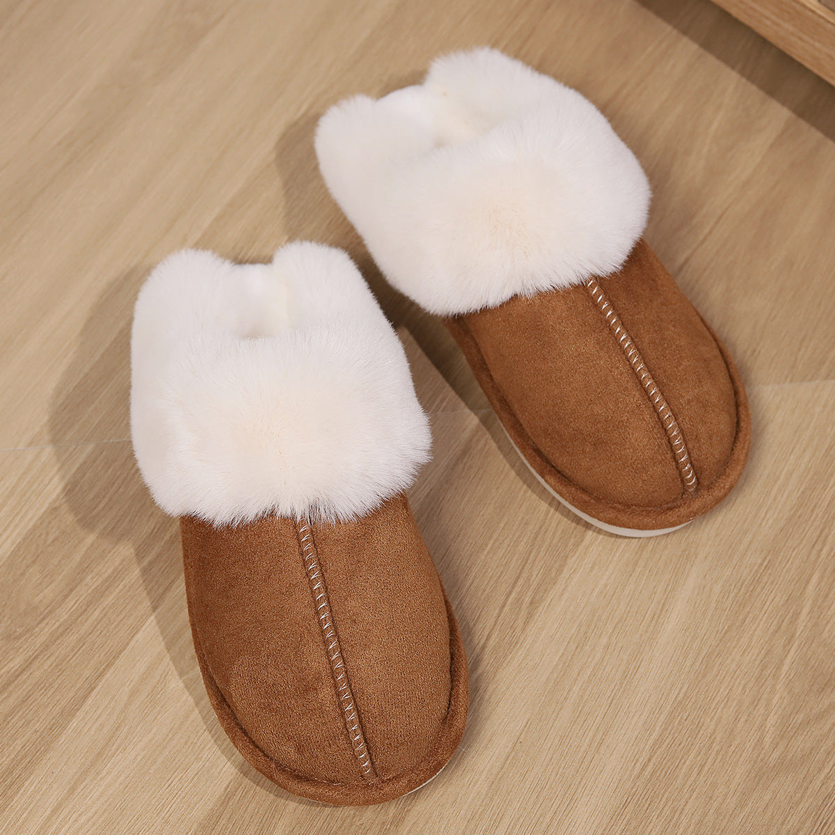 Shevalues Fashion Fur Slippers Women Fluffy Winter House Shoes Memory Foam Fuzzy Slippers Short Plush Slipper Indoor And Outdoor