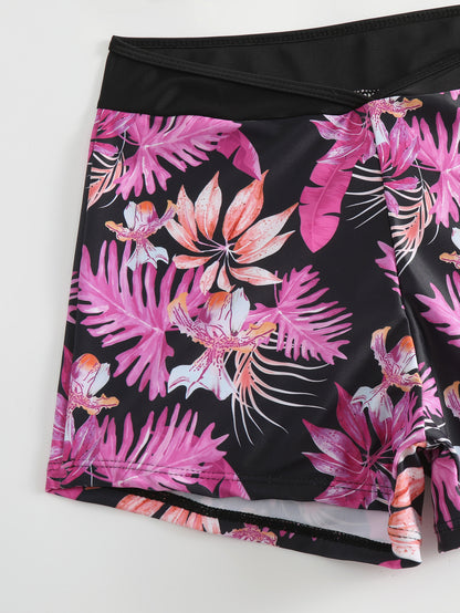 2024 New Cross-border Foreign Trade European and American Bikini Swimsuit Women's Split Two-piece Soft Cup High Waist Printed Swimsuit