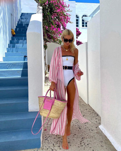 2024 Amazon AliExpress Black and White Contrast Hot Spring Vacation Advanced Swimwear Female 2387
