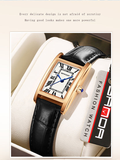 Sanda Live Hot Couple Watch Vintage Square Quartz Watch Waterproof Roman Scale Men's and Women's Watches