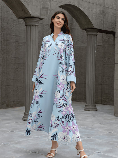 Sw0829 Cross-Border Women's Printed Robe European and American Amazon Foreign Trade Jalabiya Dress