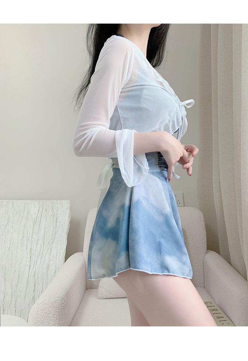 2025 New Swimsuit Women's Conservative Fairy Style Belly Covering Slimming One-Piece Hot Spring Summer Fashion Conservative Skirt Swimsuit