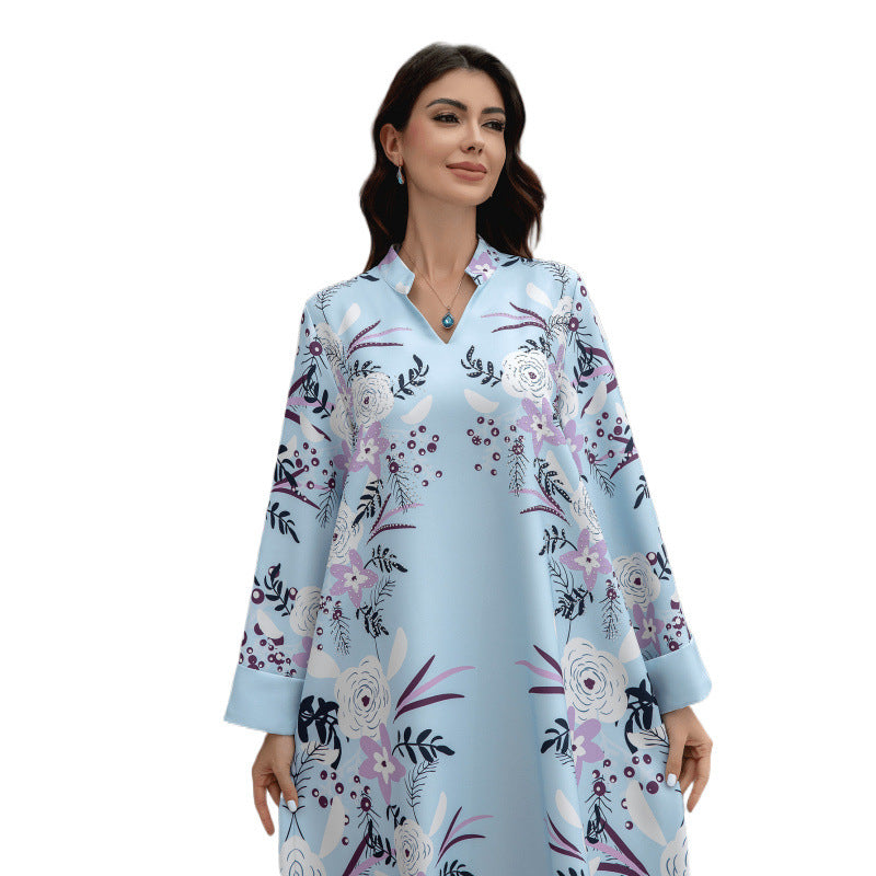 Sw0829 Cross-Border Women's Printed Robe European and American Amazon Foreign Trade Jalabiya Dress