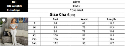 C8593 Cross-border Women's 2024 New Shoulder Collar Ruffled Sexy High Waist Solid Color African jumpsuit
