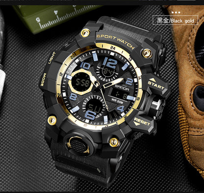 Sanda Hot-Selling Watch Korean Version Student Party Multi-Functional Waterproof Alarm Clock Electronic Watch Cool Dual Display Luminous Sports Watch