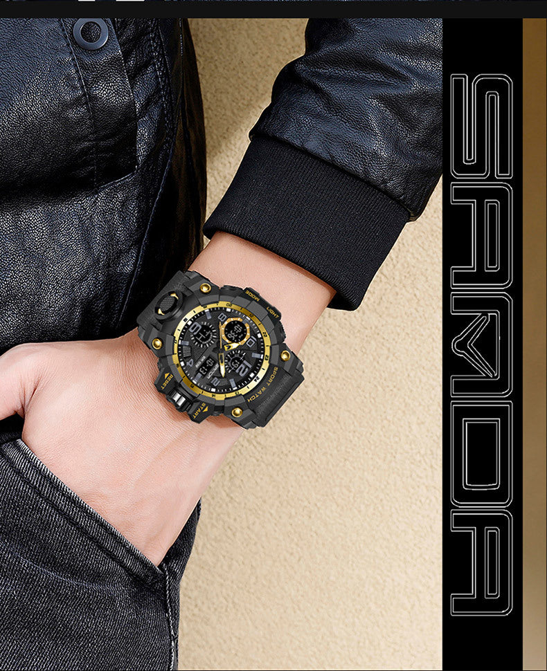 Sanda Hot-Selling Watch Korean Version Student Party Multi-Functional Waterproof Alarm Clock Electronic Watch Cool Dual Display Luminous Sports Watch